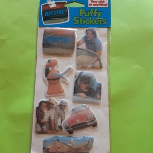 Paquete de pegatinas hinchadas vintage del programa de televisión Riptide de los años 80