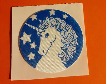 vintage 80&#39;s illuminations raised satin unicorn sticker