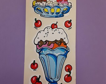 vintage 80s BJ Decal Specialties ice cream Sundae sticker module *damaged*