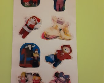 RARE! vintage 80's puffy Little People Cabbage Patch dolls sticker sheet *damaged*