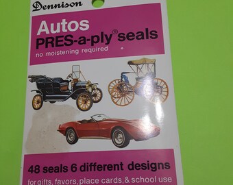 vintage 80's? Dennison old fashioned cars sticker booklet