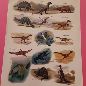 vintage 80s Scholastic dinosaurs large sticker sheet *damaged*