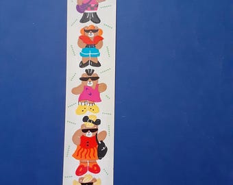 vintage 80s CARDesign Toots Bearly Dressed sticker strip *damaged*
