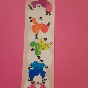 vintage 80s CARDesign Message Units clowns sticker strip *damaged*