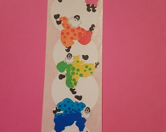 vintage 80s CARDesign Message Units clowns sticker strip *damaged*