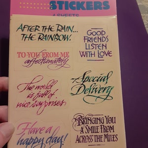 Vintage 90er Jahre Positive Botschaften Freundschaft Sticker Paket 4 Bögen