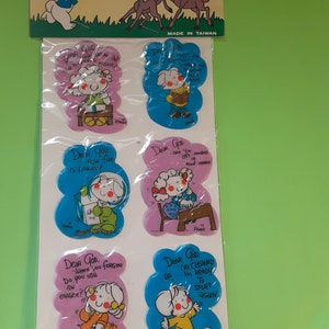 confezione di adesivi vintage gonfi Annie Dear God anni '80