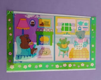 Very RARE! Sandylion pearly teddy bear house partial sticker sheet