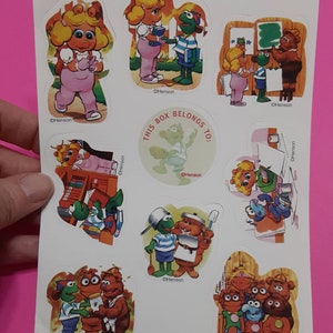 Rare vintage 80&#39;s Muppet Kids school box sticker sheet *damaged*