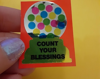 RARE vintage 80's mylar gumball machine religious Christian sticker *used*