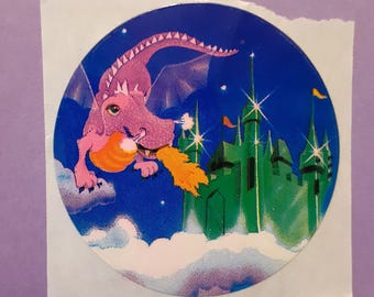 vintage 80s Lisa Frank dragon sticker module