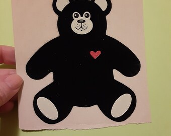 vintage 80s Personal Expression large fuzzy bear sticker module 4.5"
