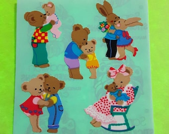 vintage 80's Sandylion hugging teddies sticker module