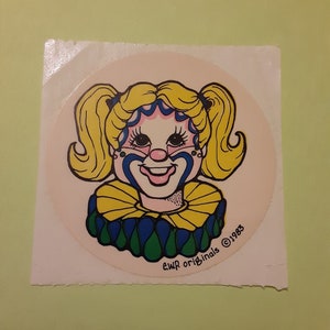 ¡RARO! Módulo de pegatinas vintage de payaso de EWR Originals de los años 80 *dañado*