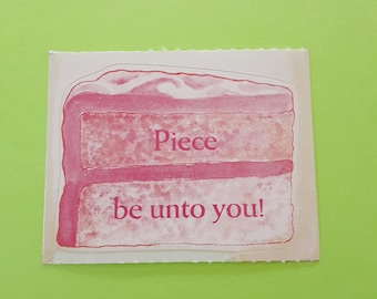 vintage 80's Piece Be Unto You! cake religious sticker module *damaged*
