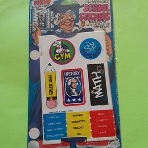 vintage 80er Jahre Spindex The Professor's School Aufkleber 5 Seiten Sticker Paket