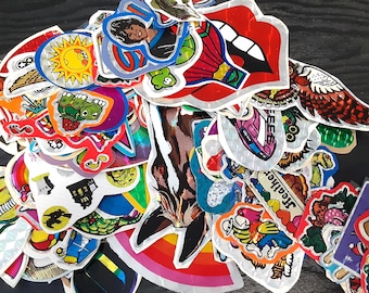 Gran lote de 142 pegatinas vintage de prisma de los años 80 *usadas*