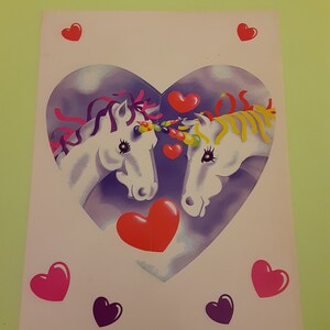 Autocollant transparent coeur Lisa Unicorn Jumbo vintage des années 80 10" *endommagé*