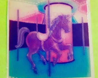 vintage 80s Lisa Frank carousel unicorn sticker module