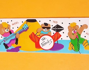 vintage 80s CARDesign Toots teddy & the rockers sticker strip *damaged*