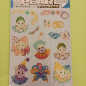 ZELDZAAM! Vintage jaren 80 Paper Magic Pearl clowns stickerpakket