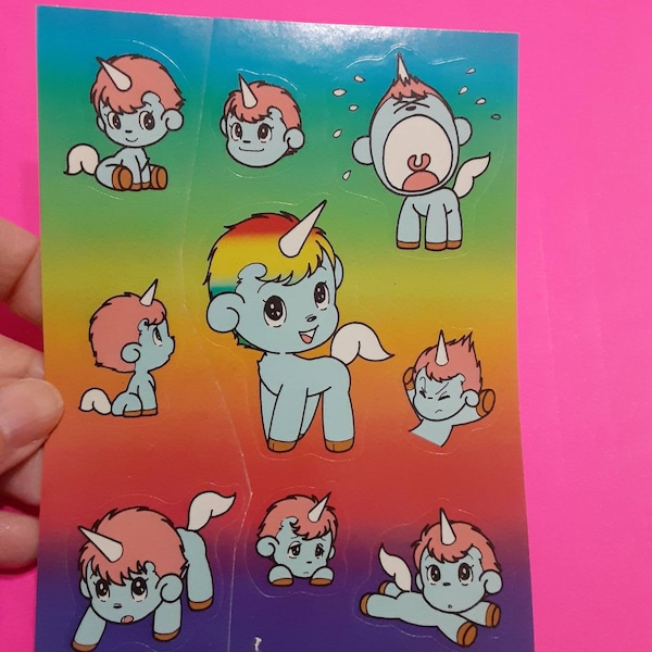 RARE! vintage 80's Sanrio Unico sticker sheet *damaged*