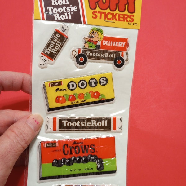 Vintage 80s puffy tootsie roll candy sticker package