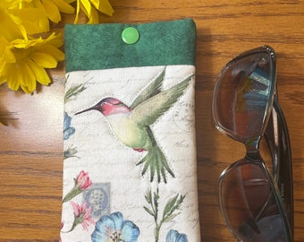 Hummingbird Fabric Padded Eyeglass Case Pouch Gift for Step Mom