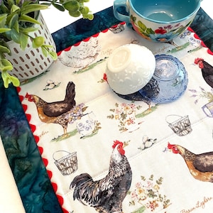  Farmhouse Rooster Dish Drying Mat for Kitchen Counter