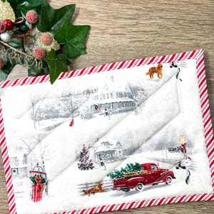 Red Truck Casserole Hot Pad - Christmas Holiday Kitchen Decor Thermal Protector Trivet