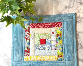 Handmade Quilted Mug Rug: Floral Patchwork Coffee Coaster