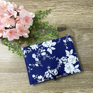 Floral Fabric Checkbook Cover,  Top Stub Wallet Holder