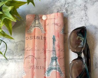 Quilted  Glasses Case, Soft Glasses Pouch with Snap Closure