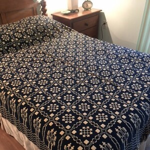 Blue and white coverlet best sale