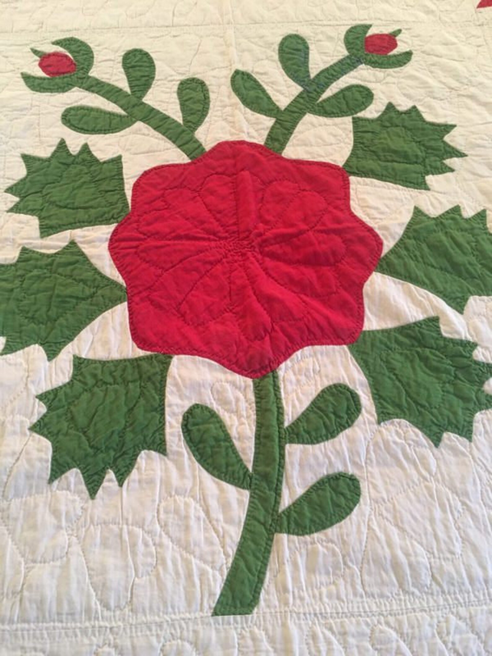 Queen Size Antique Quilt rose Bush Applique Etsy