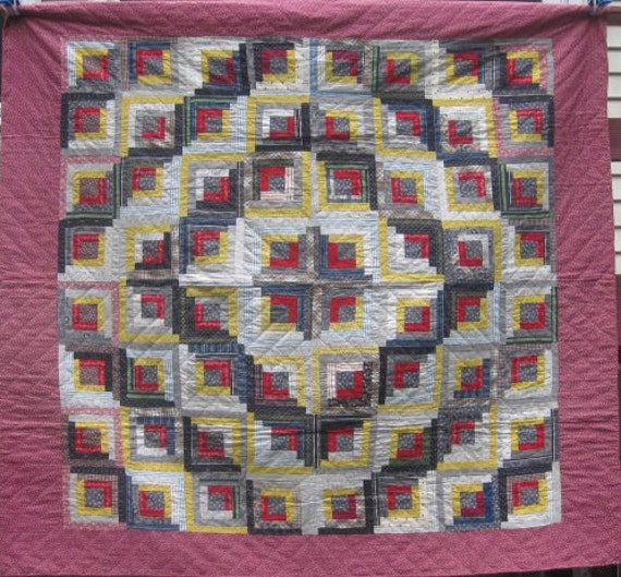 Antique Barn Raising Log Cabin 1880 S Quilt Etsy