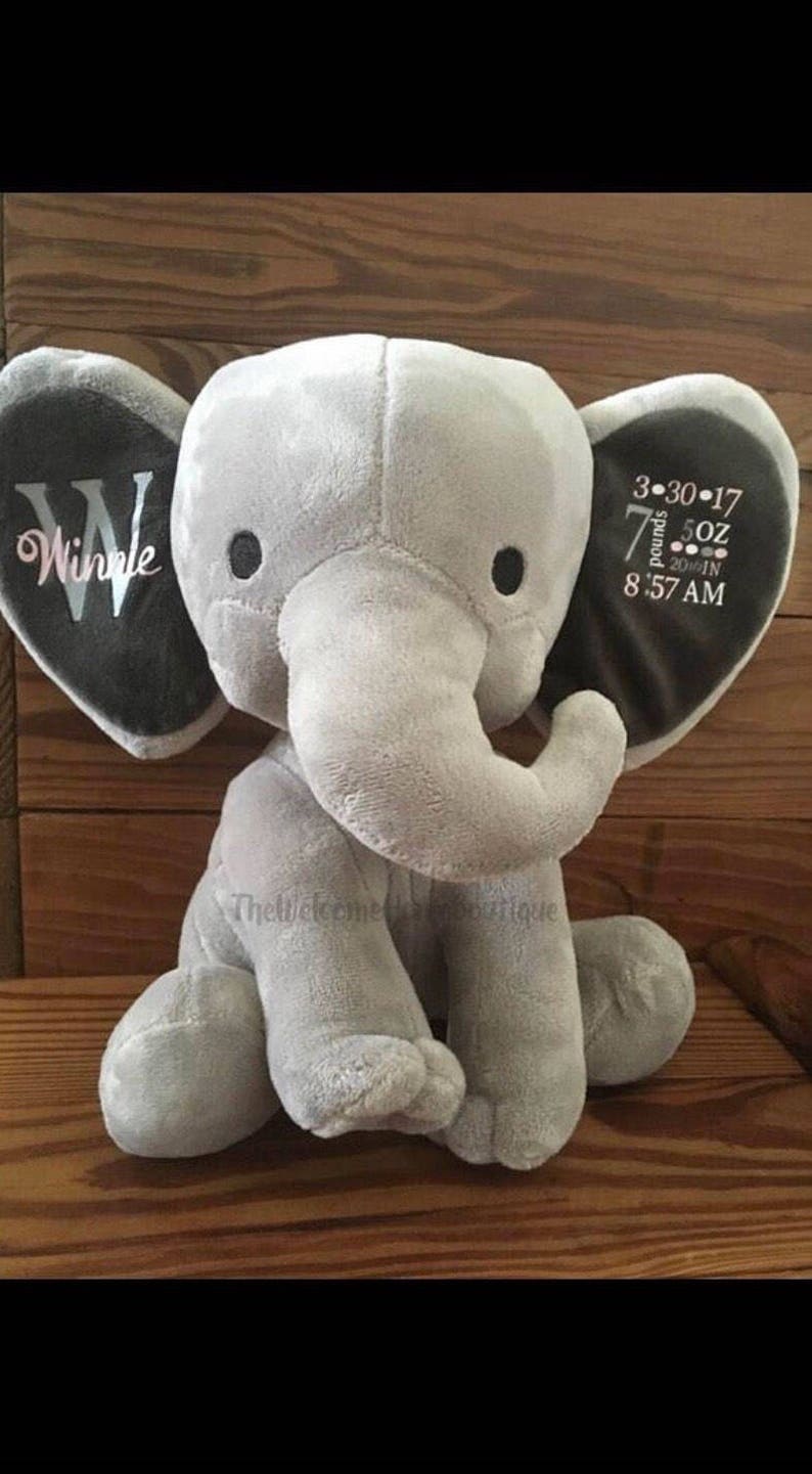 Stuffed Elephant Baby Announcement Personalized Birth Etsy