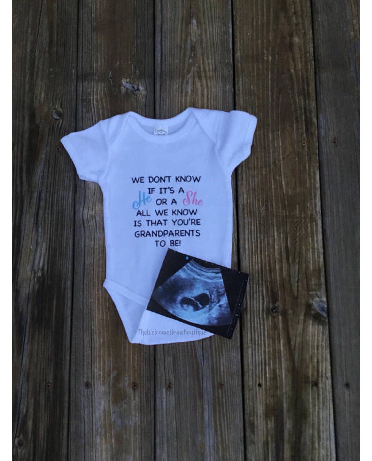 Grandparent's Baby Announcement He or She announcement Etsy