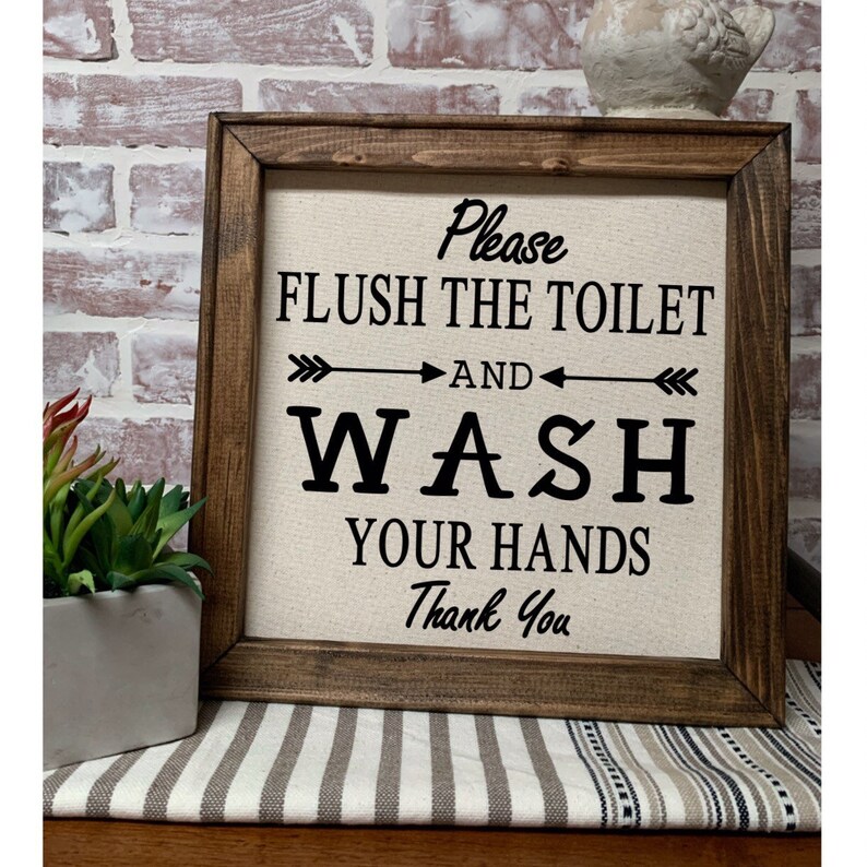 Farmhouse Canvas Restroom Sign Please Wash Your Hands Sign Etsy