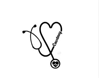 Personalized stethoscope decal, nurse decal, tumbler decal, nurse car decal, doctor decal, personalized doctor decal