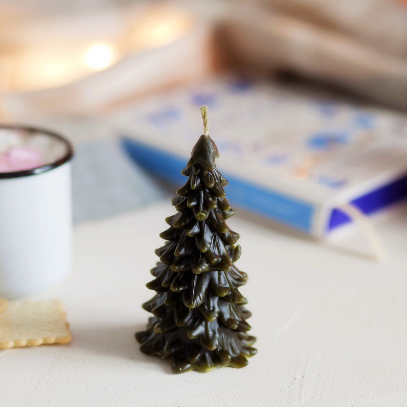 Natural beeswax Christmas Tree candle Etsy