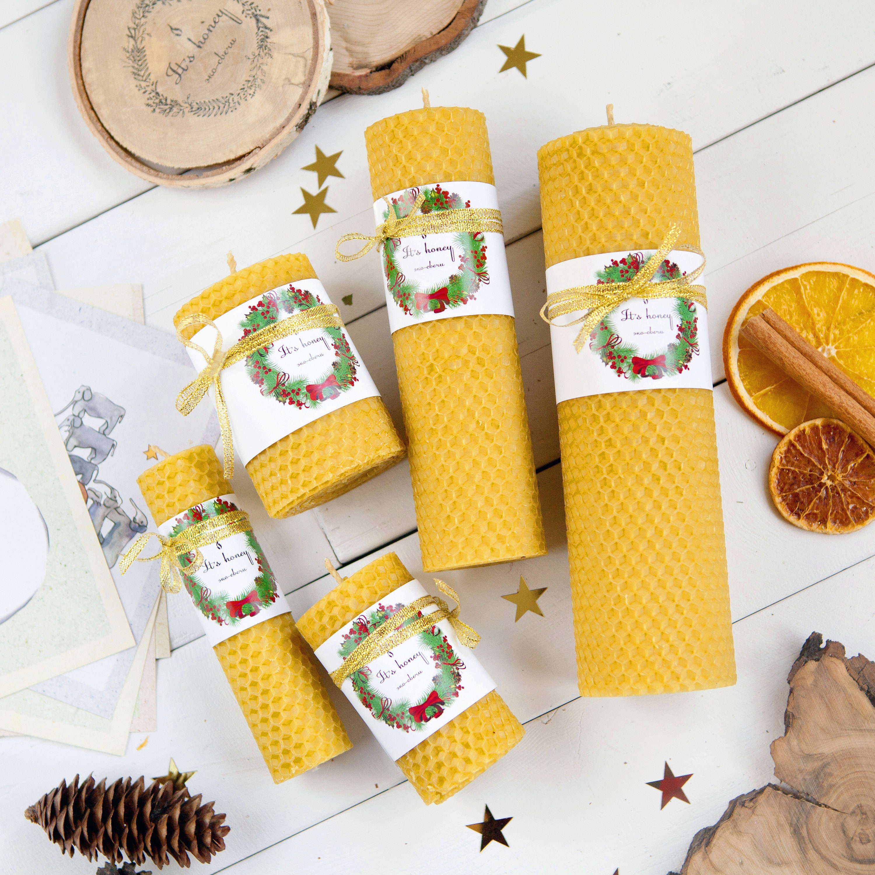 100 Natural Beeswax Pillar Handrolled Candle Ecofriendly Etsy