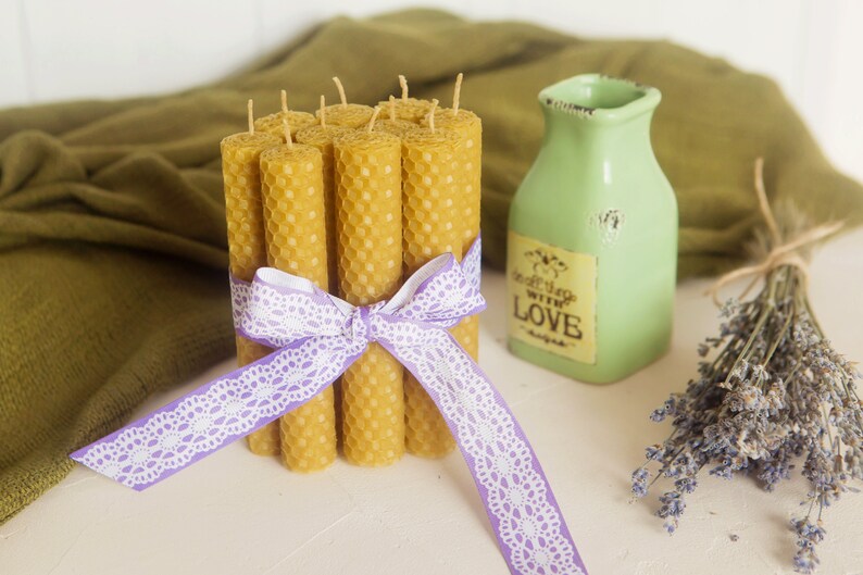 Beeswax taper candles set of 10 Ecofriendly Etsy
