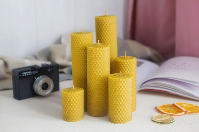 Beeswax candles set of 6 Handmade 100 Pure Natural Beeswax Etsy