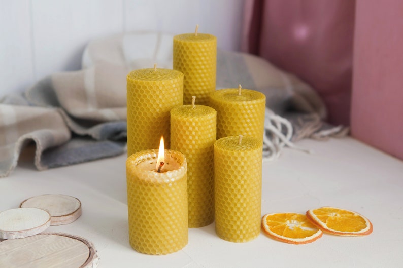 Candle set of 6 Handmade 100 Pure Natural Beeswax Hand rolled Etsy