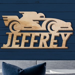 Race Car Name Sign, Nursery Decor, Personalized Wood Sign, Wooden Name, Personalized Name Sign, Wooden Name Sign, Kids Name Sign, Race Car