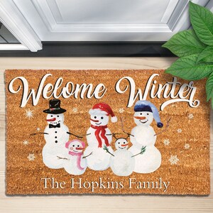 Welcome Winter Door Mat, Holiday Doormat, Christmas Doormat, Christmas Welcome Mat, Christmas Decor, Holiday Decor,