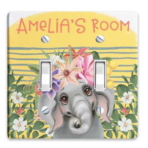 Elephant Light Switch Cover, Elephant Switch Plate Cover, Elephant Outlet Cover, Kids Room Decor, Wallplate, Nursery Decor, Faceplate