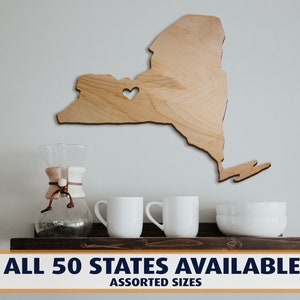 State Sign Cutout With Heart, Housewarming Gift, Wall Decor, Wooden State Cutout, Wood State Sign, US States, Farmhouse Plaque, State Cutout