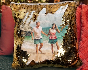 Photo Sequin Pillow Case, Personalized Sequin Pillow, Personalized Pillow, Gift For Her, Nursery Decor, Photo Pillow Case, Christmas Gift